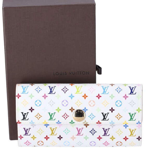 Louis Vuitton x Murakami Monogram Multicolor Sarah Wallet White - Picture 1 of 6